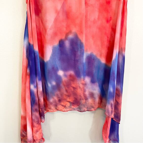 Adore Women's Mock Neck Tie Dye Zip Up Flowy Sleeveless Blouse Size Large - Picture 11 of 11